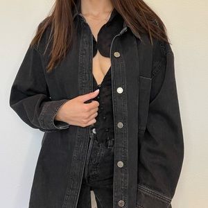 ZARA - Oversize Black Denim Jacket - Size M
